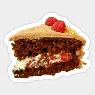 Sweet Food Slice of Frosted Cake with Cream and Raspberries Sticker